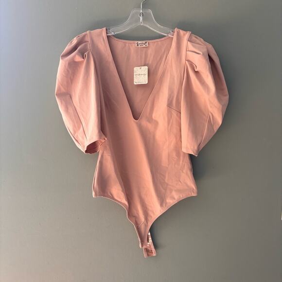 Intimately Free Puff Sleeve V Neck Bodysuit - Picture 1 of 5